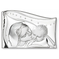 Srebrny Obrazek Matka Boska całująca dzieciątko 7x10cm