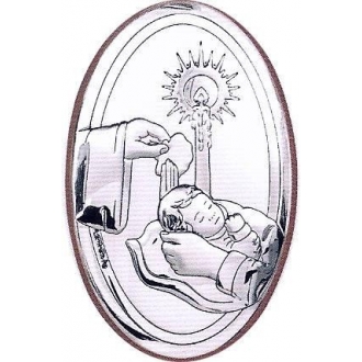Obrazek Srebrny Pamiątka Chrztu Grawer 9cm x 6cm