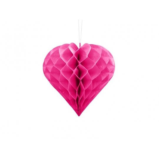 Serce bibułowe, ciemny różowy, 20cm