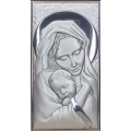 Srebrny Obrazek Maryja tuląca dzieciątko 7x12cm