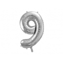 Balon foliowy Cyfra "1", 86cm, srebrny