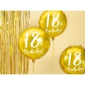Balon foliowy 18th Birthday, złoty, średnica 45cm