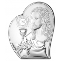 Obrazek Srebrny na Pierwszą Komunię z Panem Jezusem 8,5x10,7 cm