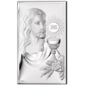 Obrazek Srebrny na Pierwszą Komunię z Panem Jezusem 6,5x11 cm