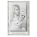 Obrazek Srebrny na Pierwszą Komunię z Panem Jezusem 9x13 cm