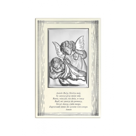 Obrazek Srebrny na Chrzest Święty 9x14 cm
