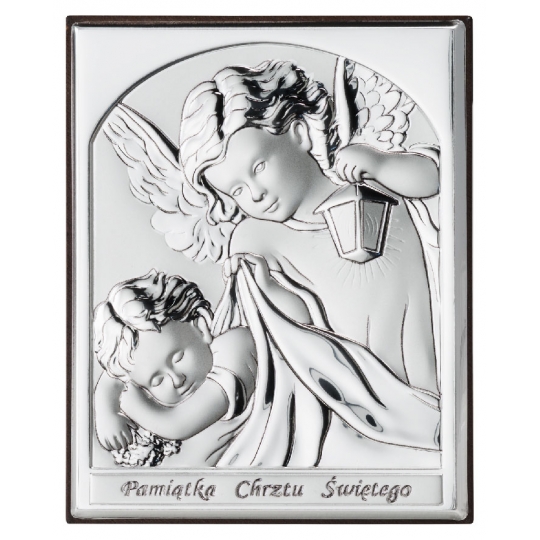 Obrazek Srebrny na Chrzest Święty 6x7,5 cm
