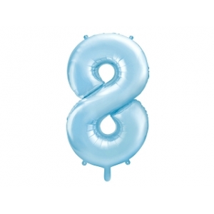 Balon foliowy Cyfra "8", 86cm, jasny niebieski