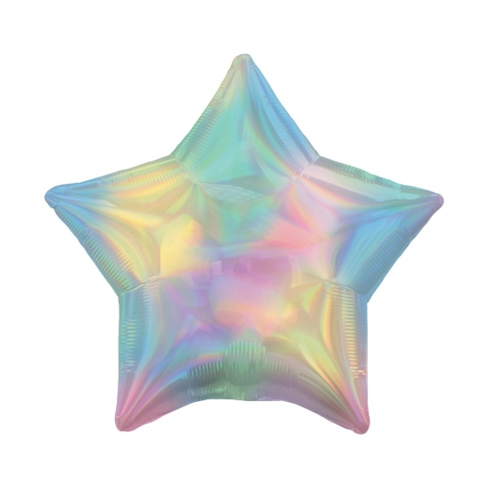 Balon foliowy 18 cali STR - Gwiazda Tęczowa opalizująca, jasne kolory