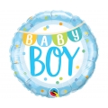 Balon foliowy 18 cali QL CIR - Baby Boy Banner & Dots