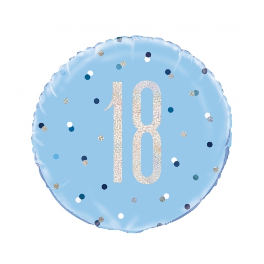 Balon foliowy UQ 18 cali Glitz, groszki z nadr. 18, niebieski
