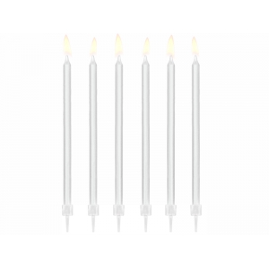 Świeczki urodzinowe gładkie, biały, 14cm