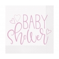 Serwetki papierowe Różowe Serce Baby Shower, 33x33 cm, 16 szt.