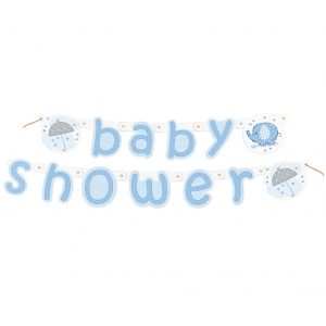 Banner "Baby Shower - Słonik", niebieski
