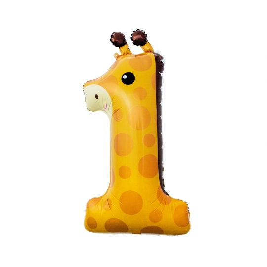 Balon foliowy Żyrafa - cyfra 1, 80 cm
