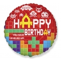 Balon foliowy URODZINOWY - Happy Birthday - TETRIS 18"