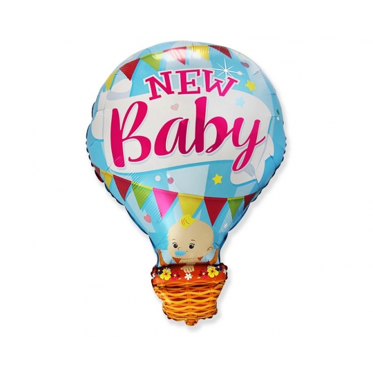 Balon foliowy 24" FX - Bobas w balonie - New Baby, niebieski