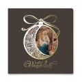 Kartka Świąteczna religijna złocona z wizerunkiem rodziny Świętej