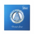 Kartka Świąteczna z niebieską pozłacaną choinką FS1100