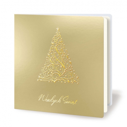 Kartka Świąteczna ze złoconą i tłoczoną choinką Fv63425