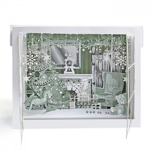 Kartka Świąteczna 3D z trójwymiarowym zielonym pokojem Fv62203