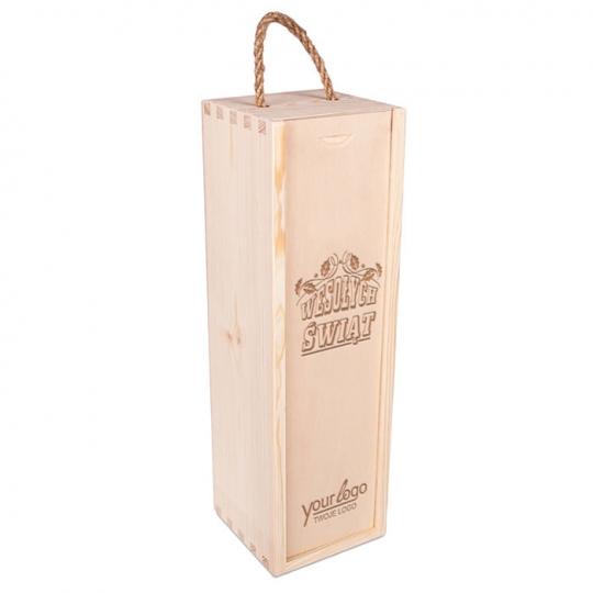 Drewniane pudełko na wino ze Świątecznym napisem PW60902