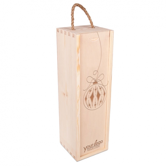 Drewniane pudełko na wino ze Świąteczną Bombką PW60901