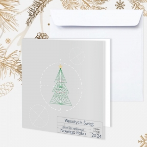 Kartka świąteczna z zieloną geometryczna choinką - WS071