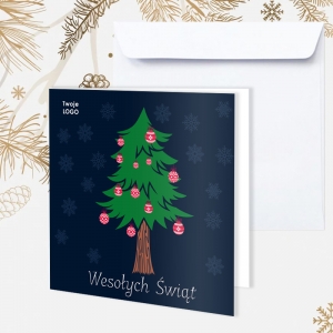 Świąteczna kartka z drzewkiem bożonarodzeniowym - WS073