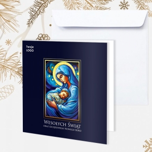 Kartka świąteczna z wizerunkiem Maryi z Jezuskiem