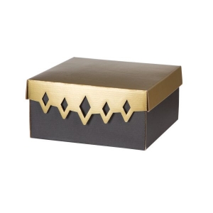 Złoto-czarne pudełko ROMBY 200x200x100