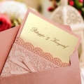 Zaproszenia Ślubne z Koronką w Kolorze Różowym CW5030