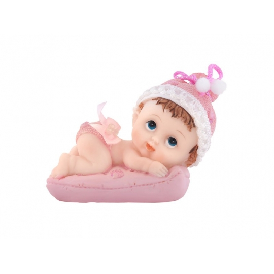 Figurka Dziewczynka z poduszką, różowy, 9cm, 1szt.