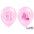 Balony 30cm, Trampek - Number 1, P. Pink, 50szt.
