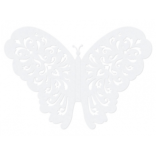 Motylki ozdobne, biały, 14cm, 1op.